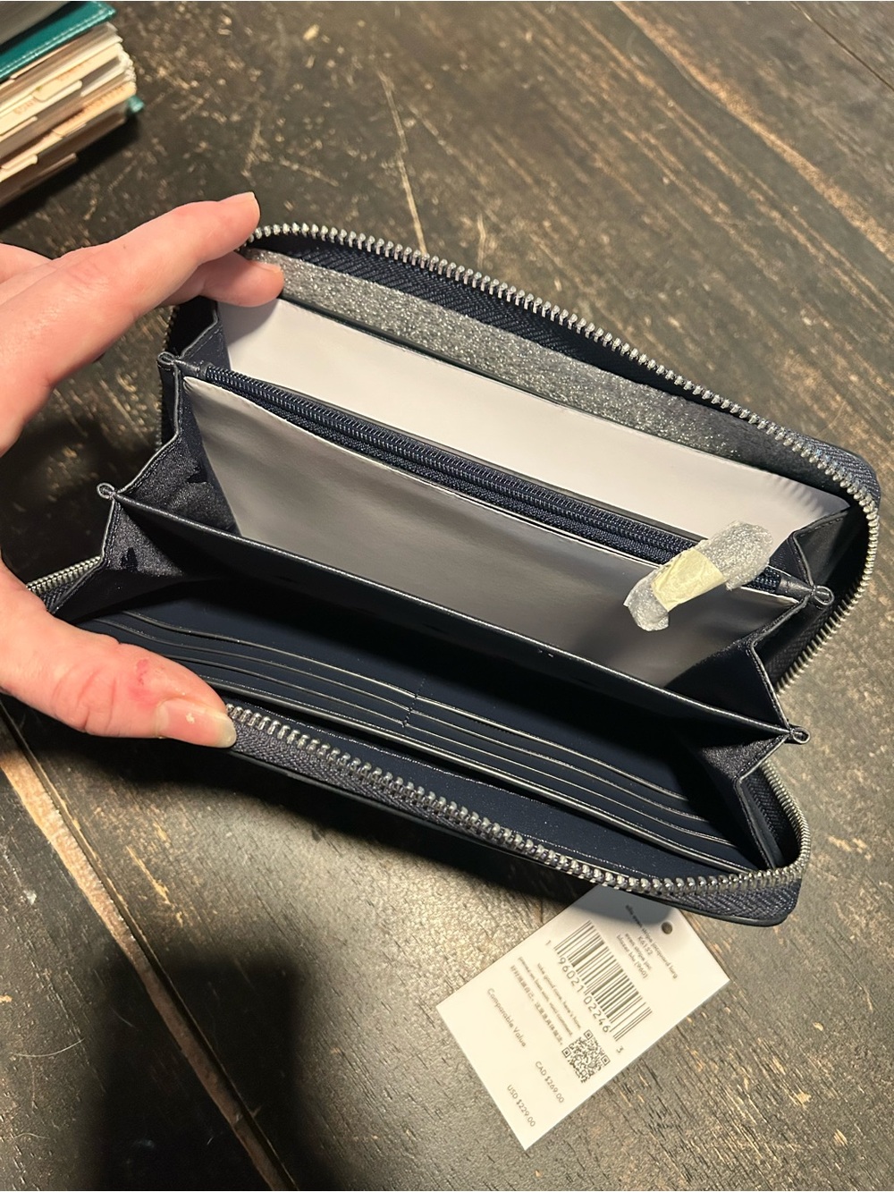 kate spade Navy and Cream Striped Zip Wallet - Picture 4 of 5